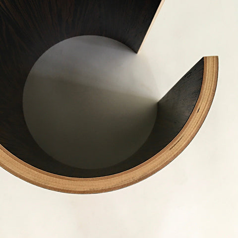 Detail of rounded wood end table pedestal by Richard Judd at Cottage Curator - Sperryville VA Art Gallery