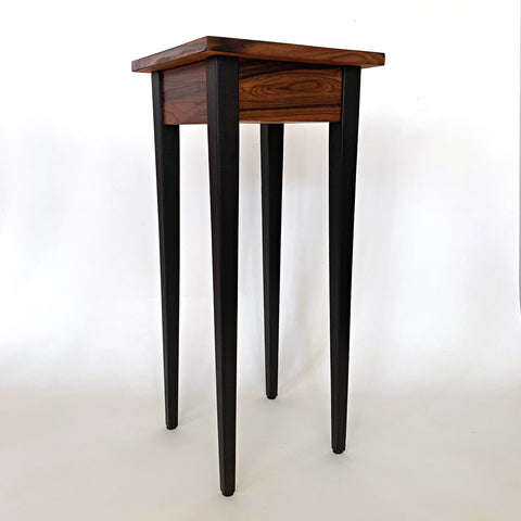 Accent table in Bolivian rosewood and maple with drawer by Lynn Pittinger at Cottage Curator - Sperryville VA Art Gallery