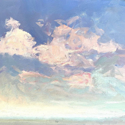 Detail of clouds in Landscape painting of overlook onto the Shenandoah Valley by Priscilla Long Whitlock at Cottage Curator - Sperryville VA Art Gallery