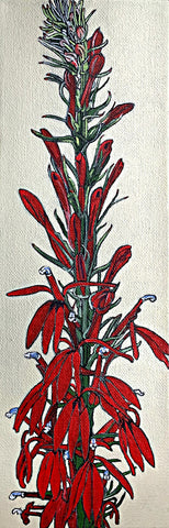 Painting of Cardinal Flower (part of a triptych) by Frances Coates - Cottage Curator - Sperryville VA